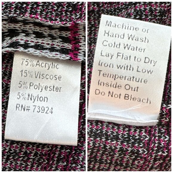 Ming Wang Women's Blazer Jacket Size L Pink Black White Plaid Knit Zip Pockets - Picture 7 of 10